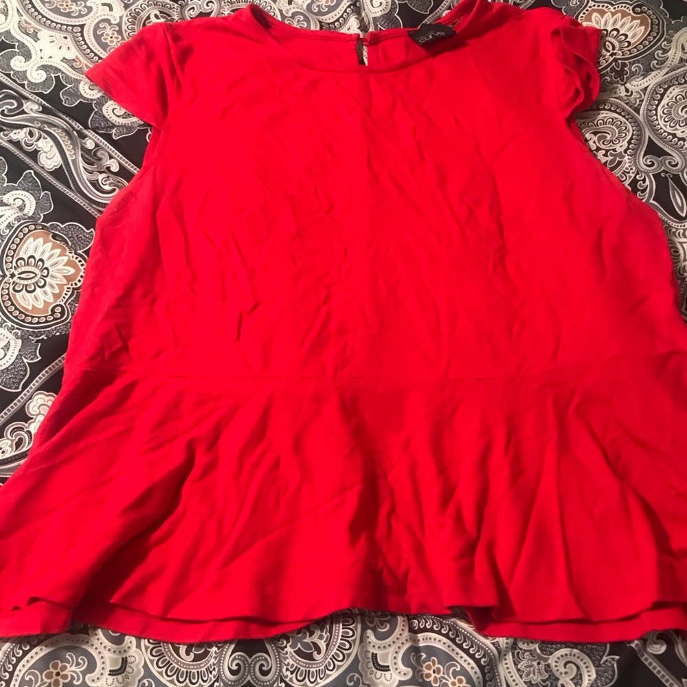 SOLD!Cute ASOS Curve red blouse with bottom flare.